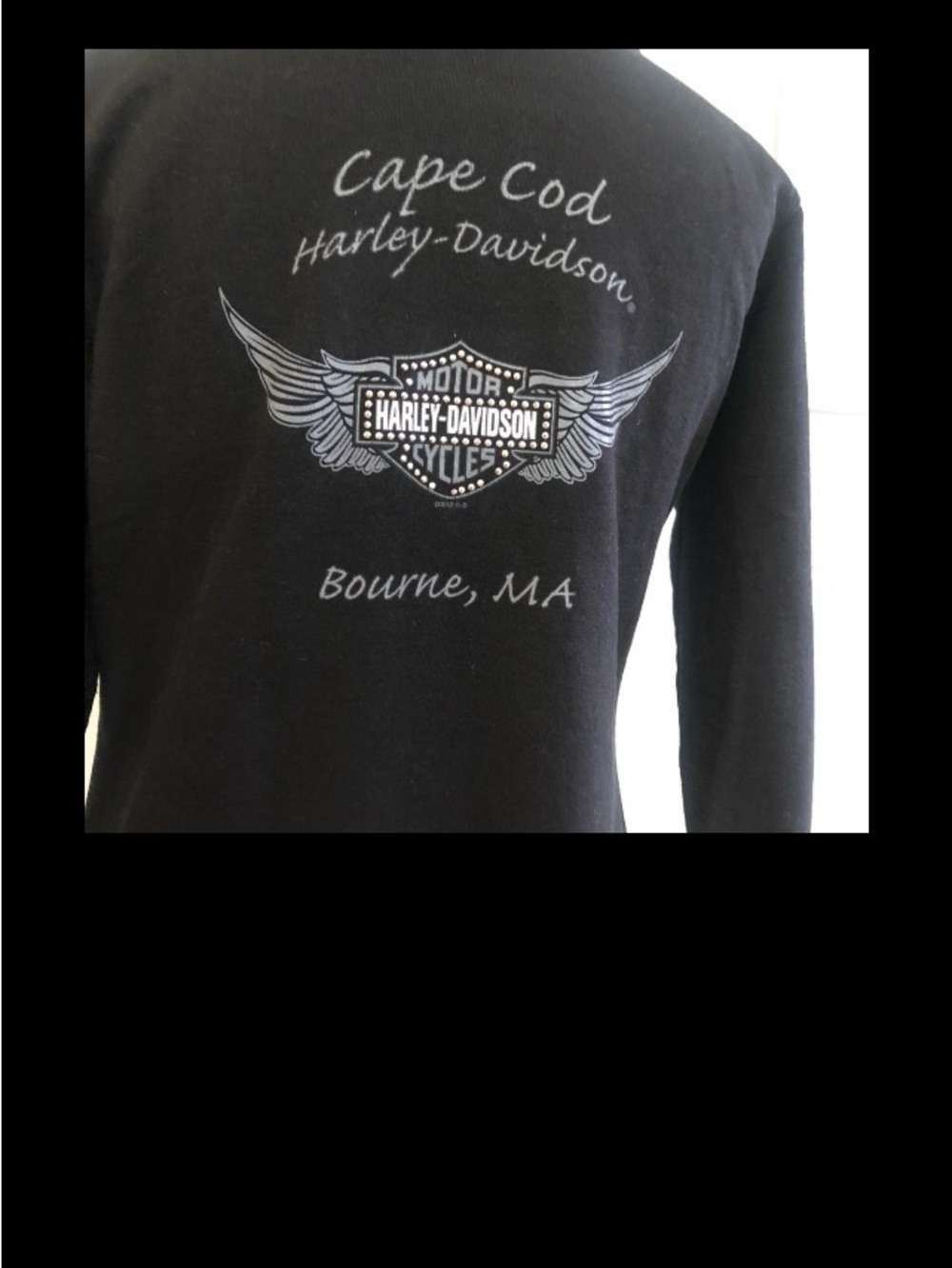 Harley-Davidson Black Crewneck Sweater with Winged Shield Graphic